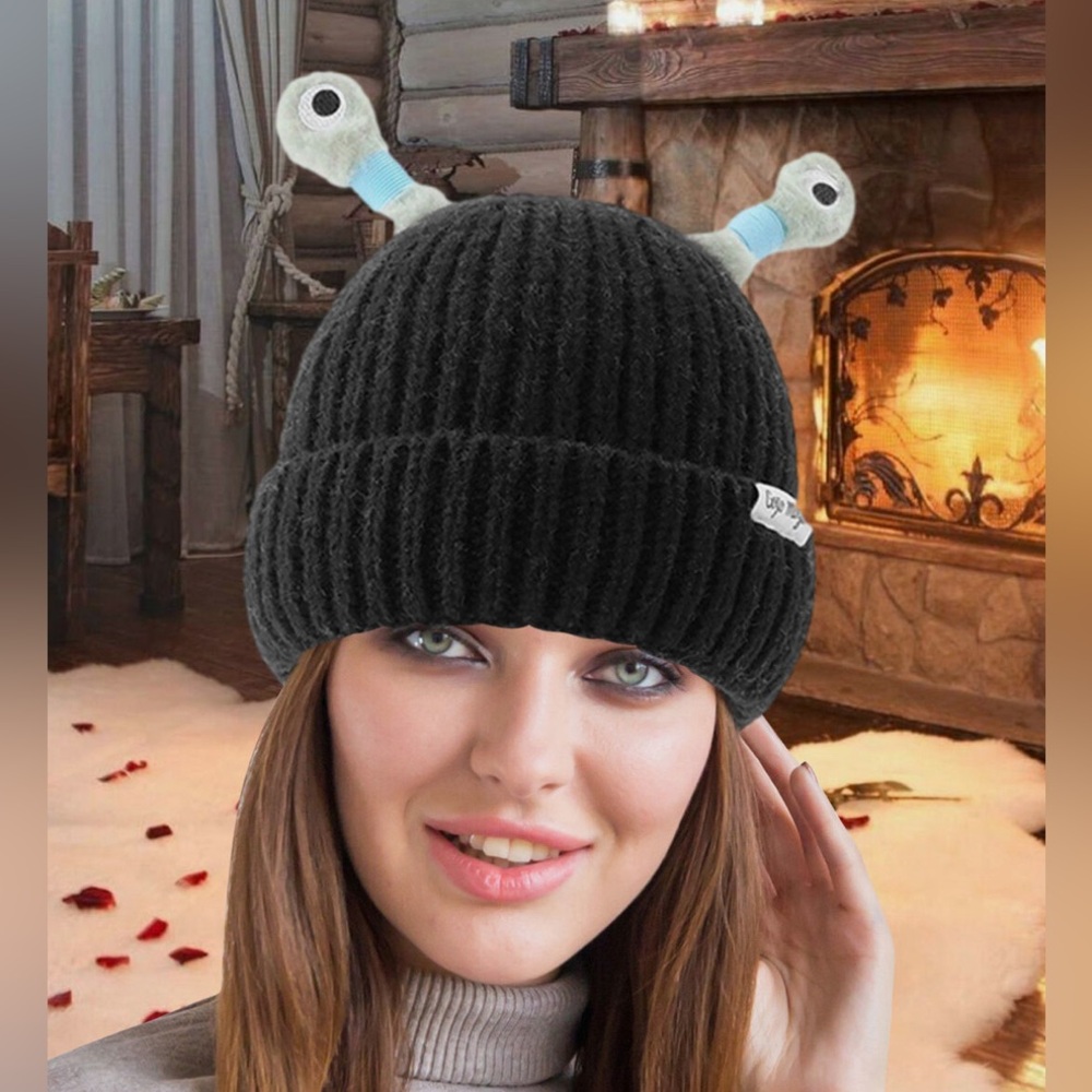 Monster snail costume. Eyes Hat Beanie Antenna. Warm Funny Knitted.  Crazy hat